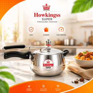 Howkingss Super 4.5 Liter Pressure Cooker  Queen Oval Design Aluminum Cooker